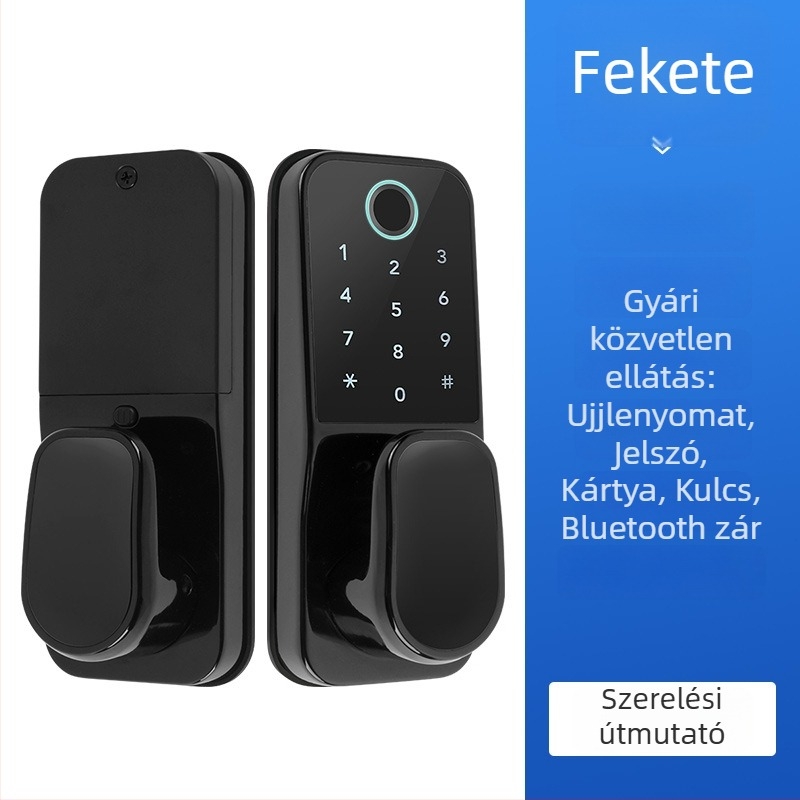 FM09 Okos zár ujjlenyomat, Bluetooth, jelszó és kártya faajtókhoz (beltéri) – 100 ujjlenyomat-tár, >100000 nyitás, <0,5 s beolvasás, 1:N összehasonlítás