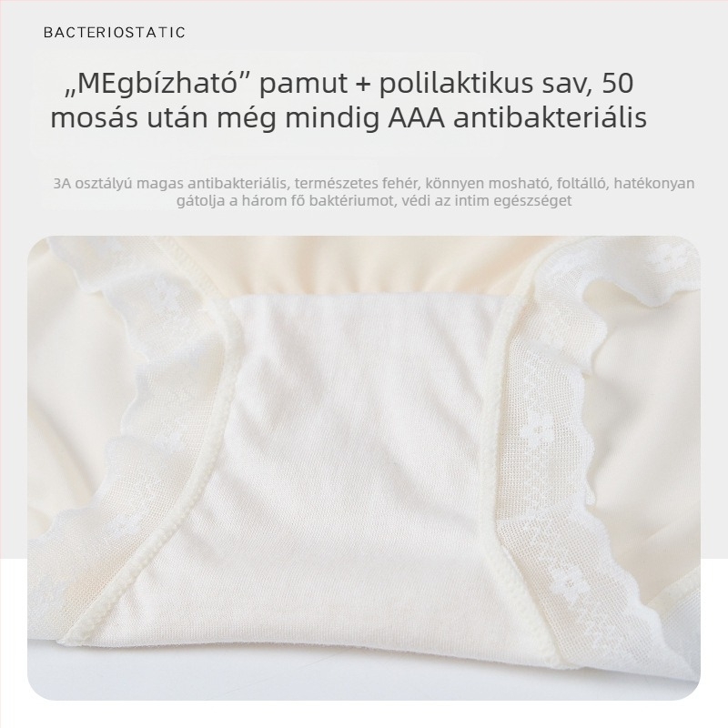 Női Ice Silk lélegző fehérnemű, varrás nélküli, antibakteriális Lactobacillus szálakkal, nyári vékony fazon, középmagas derekú, csipkés, plusz méret