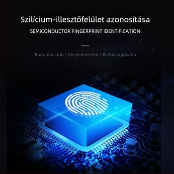 Okos ajtózár ujjlenyomat, kártya, Bluetooth és jelszó – 300 ujjlenyomat tárolva, DC energiaellátás, ajtó vastagsága 40–110 mm, 6068 lopás elleni zártest, távirányított feloldás