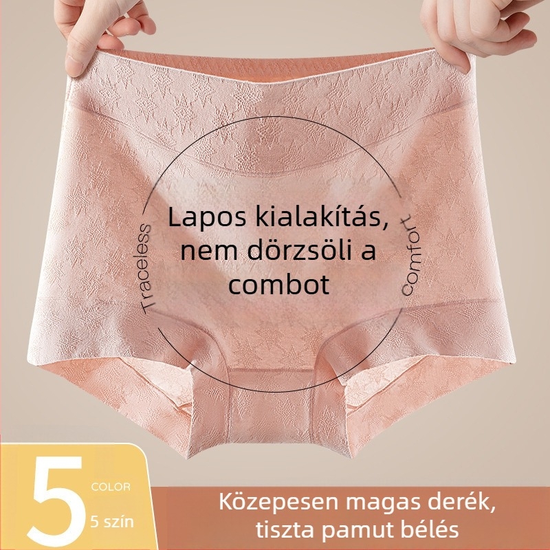 Női pamut alsónemű magas derékkal és hasformázó hatással, plusz méretek