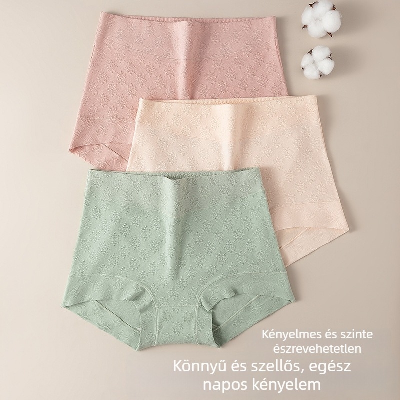 Női pamut alsónemű magas derékkal és hasformázó hatással, plusz méretek