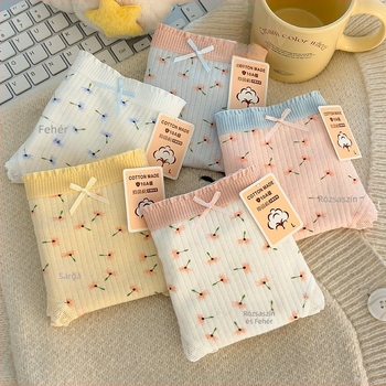 Lányoknak készült pamut középmagas derekú női alsónemű, légáteresztő, testformázó, pamut bélés a hasrészen