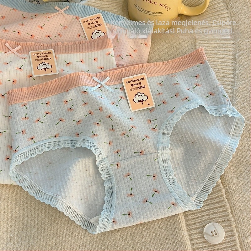 Lányoknak készült pamut középmagas derekú női alsónemű, légáteresztő, testformázó, pamut bélés a hasrészen