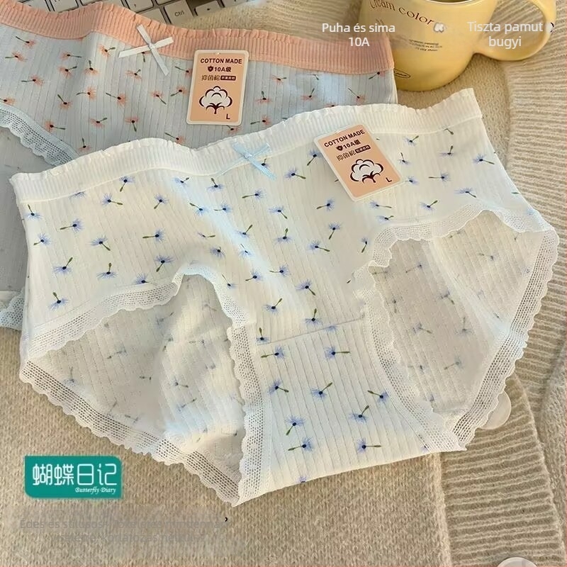 Lányoknak készült pamut középmagas derekú női alsónemű, légáteresztő, testformázó, pamut bélés a hasrészen