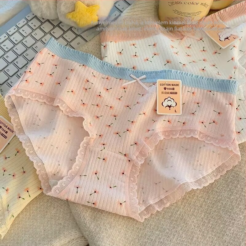 Lányoknak készült pamut középmagas derekú női alsónemű, légáteresztő, testformázó, pamut bélés a hasrészen