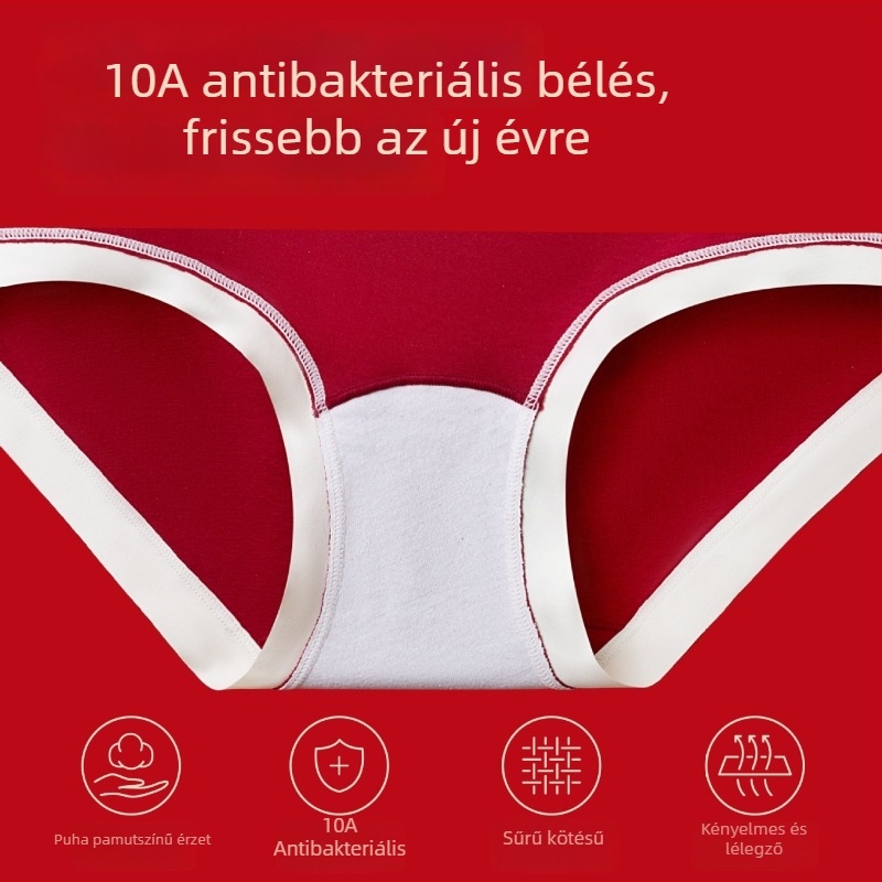 Női pamut alsónemű, középmagas derekú, antibakteriális, légáteresztő, zodiákus év motívummal