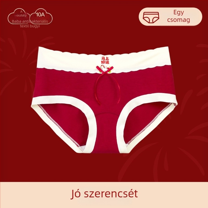 Női pamut alsónemű, középmagas derekú, antibakteriális, légáteresztő, zodiákus év motívummal