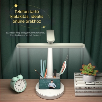 LED olvasólámpa tanuláshoz szemvédővel – érintéses kapcsoló, műanyag árnyékoló, CRI ≥90, ≤36V, beépített lítium akkumulátor, modern egyszerű stílus, kollégiumi felhasználásra