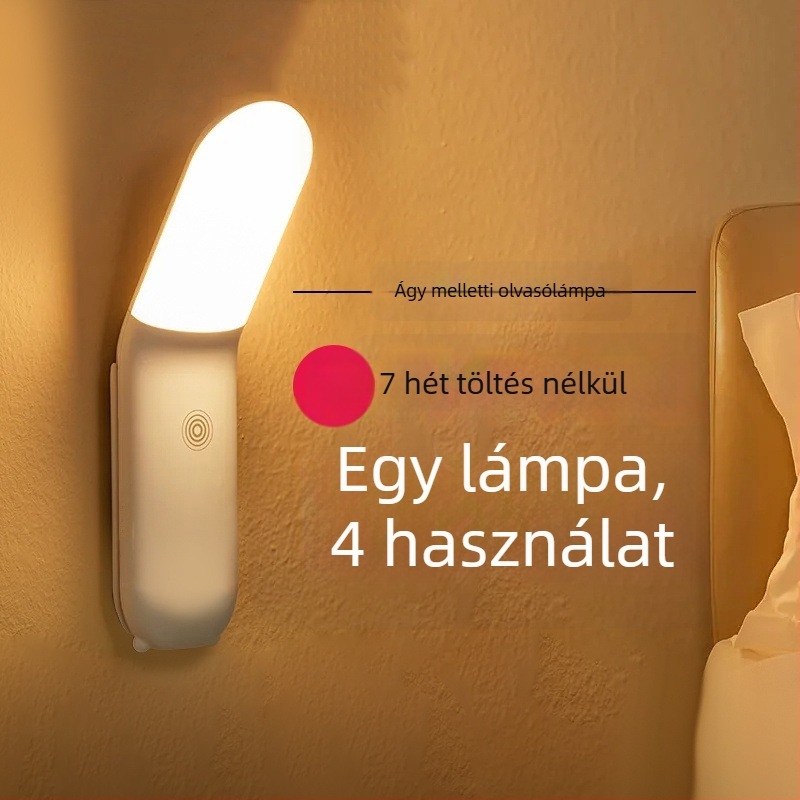 Ágy melletti olvasólámpa érintéses kapcsolóval, éjszakai fény, alap világítás, CRI ≤70, konnektoros tápellátás, egyszerű modern dizájn