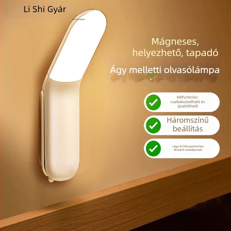 Ágy melletti olvasólámpa érintéses kapcsolóval, éjszakai fény, alap világítás, CRI ≤70, konnektoros tápellátás, egyszerű modern dizájn