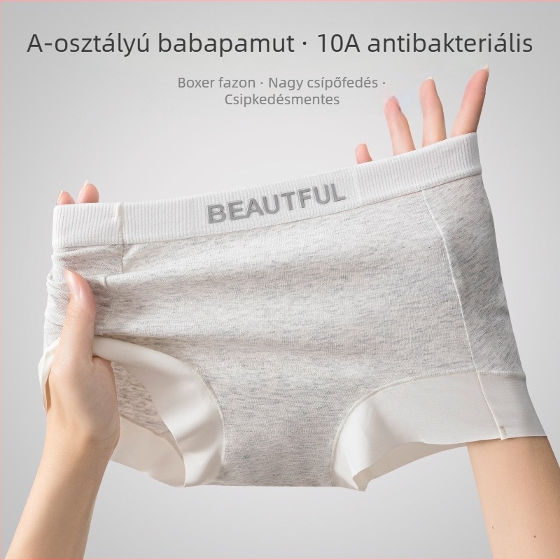 Új stílusú női pamut boxeralsó, lélegző, hosszított ágyékkal, középmagas derékvonal, nagy méretek, egyszínű mintával