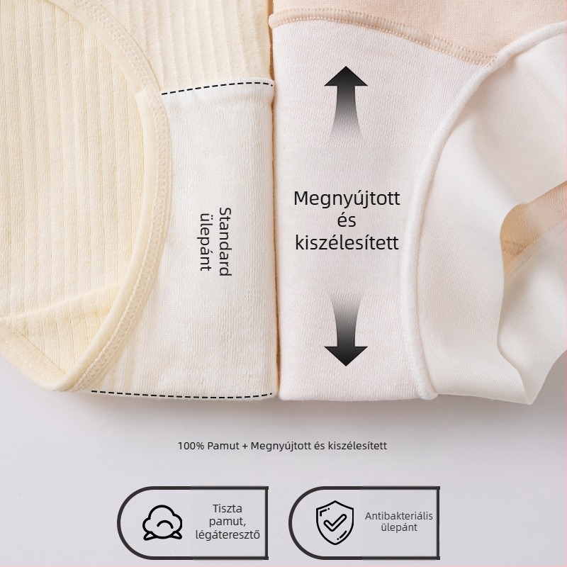 Új stílusú női pamut boxeralsó, lélegző, hosszított ágyékkal, középmagas derékvonal, nagy méretek, egyszínű mintával