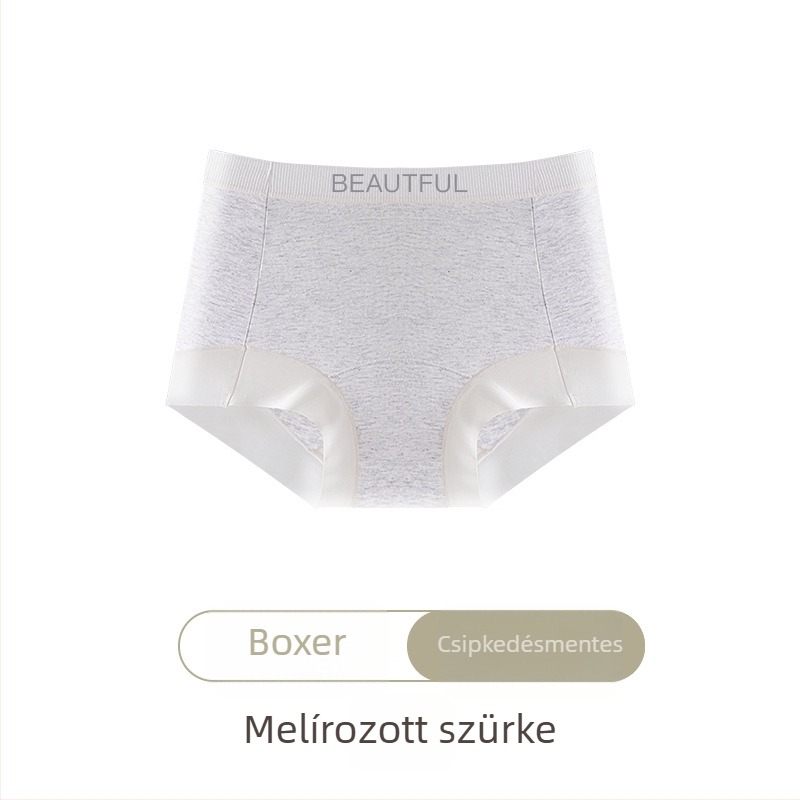 Új stílusú női pamut boxeralsó, lélegző, hosszított ágyékkal, középmagas derékvonal, nagy méretek, egyszínű mintával