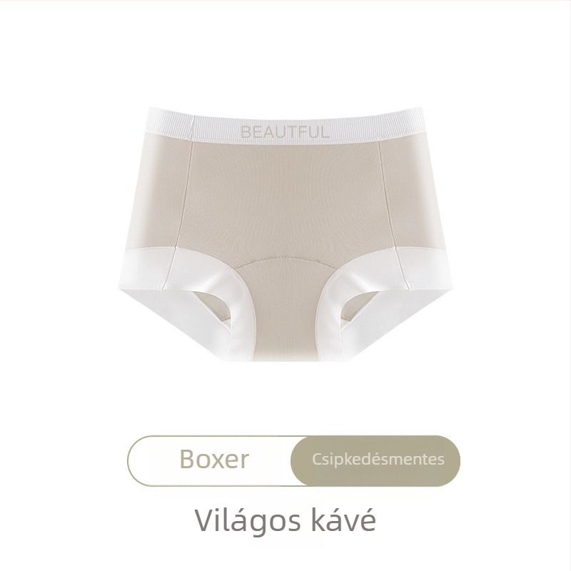 Új stílusú női pamut boxeralsó, lélegző, hosszított ágyékkal, középmagas derékvonal, nagy méretek, egyszínű mintával