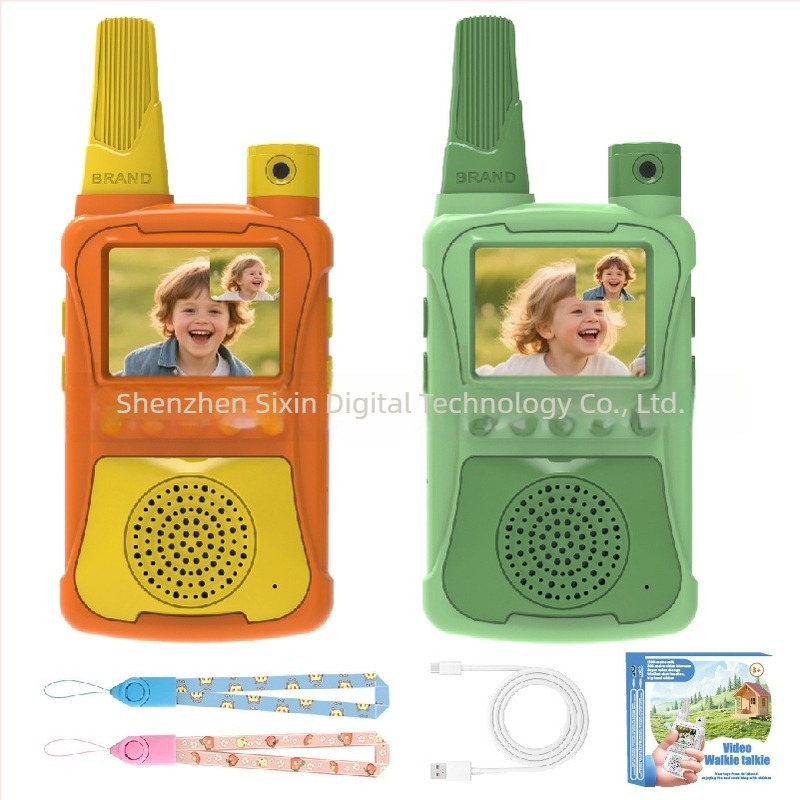 Gyerekeknek szóló videó interkom, kézben tartható, 1,5 km-ig tartomány, Li-ion 1000 mAh akkumulátor, kijelzővel, porálló