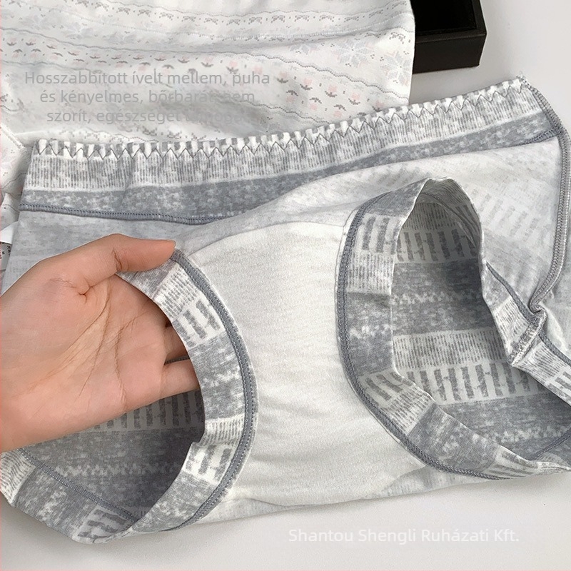 Női pamut antibakteriális alsónemű, teljes fedés, középmagas derekú, Bowknot color-block mintázat, kinyúló ágyéki bélés