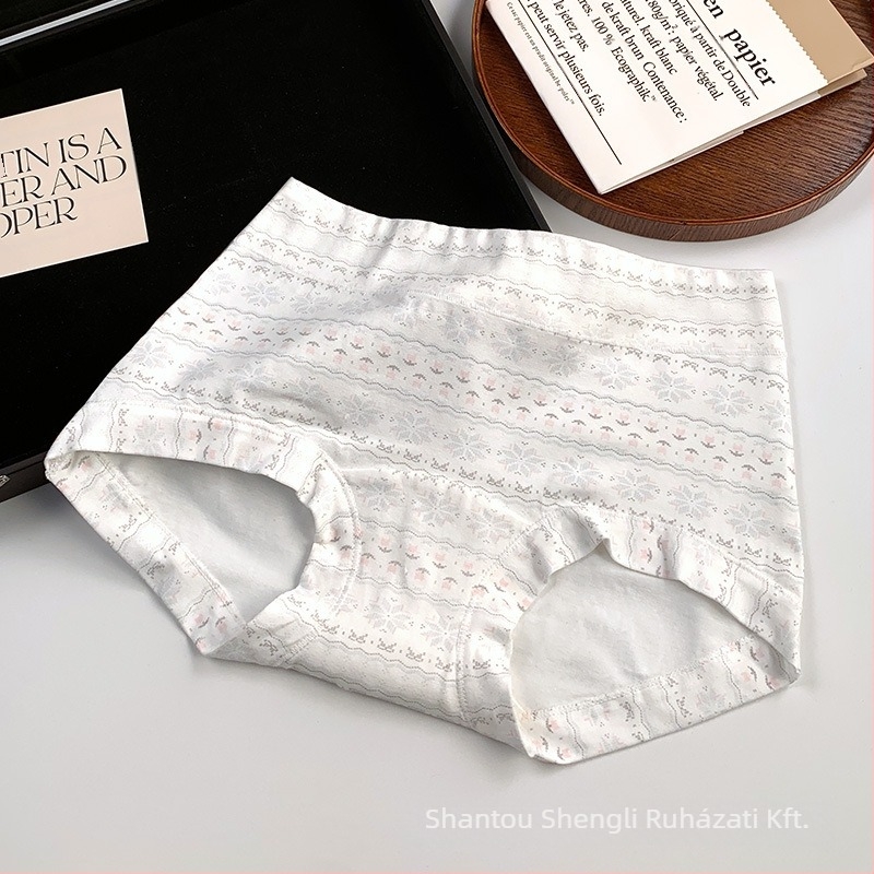 Női pamut antibakteriális alsónemű, teljes fedés, középmagas derekú, Bowknot color-block mintázat, kinyúló ágyéki bélés