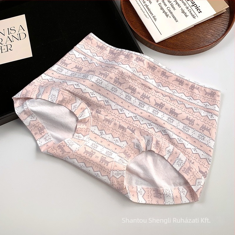 Női pamut antibakteriális alsónemű, teljes fedés, középmagas derekú, Bowknot color-block mintázat, kinyúló ágyéki bélés