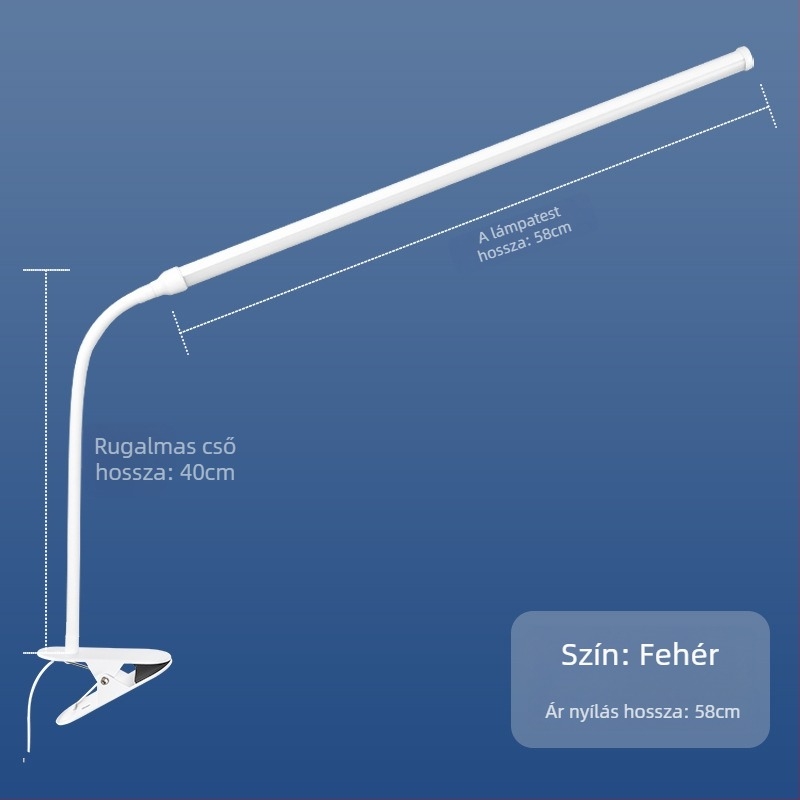 LED asztali lámpa klipszel – USB tápellátás, szemvédő fény, klipek rögzítés, CRI ≥90, feszültség ≤36V