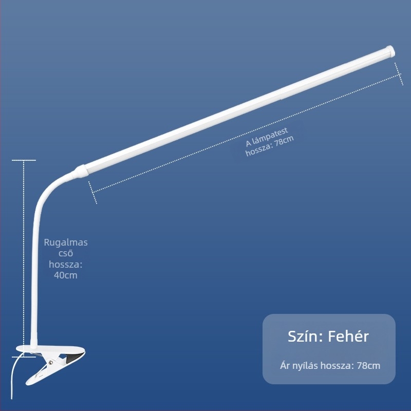 LED asztali lámpa klipszel – USB tápellátás, szemvédő fény, klipek rögzítés, CRI ≥90, feszültség ≤36V