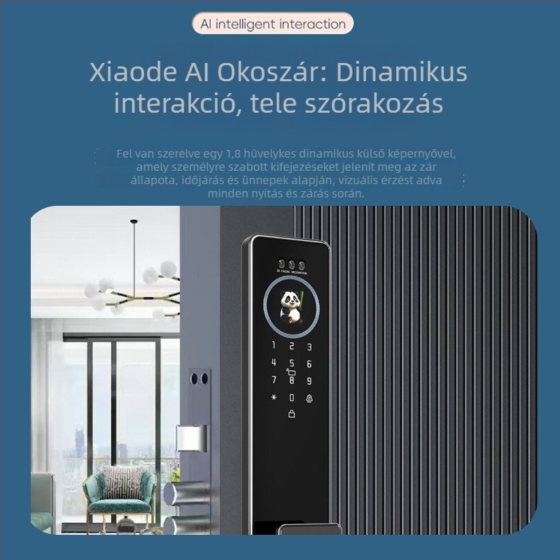 Okos zár látható kijelzővel, tenyér- és ujjlenyomat, WiFi távoli nyitás, digitális jelszó, 30 ujjlenyomat-tárolás