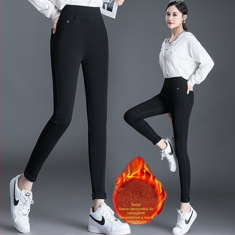 Női magas derekú farmer - szűk fazon, denim-pamut keverék, vastag anyag, tavasz 2025