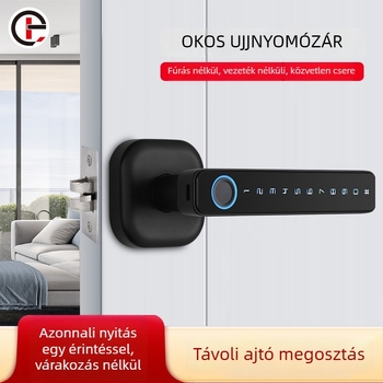Okos ajtózár ujjlenyomat- és jelszóval – Modell B3; ujjlenyomat-tár 50; nyitási idő <0,5 s; FAR 0,0001%; FRR 0,001%; tápegység DC