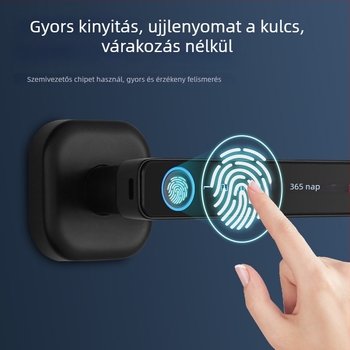 Okos ajtózár ujjlenyomat- és jelszóval – Modell B3; ujjlenyomat-tár 50; nyitási idő <0,5 s; FAR 0,0001%; FRR 0,001%; tápegység DC