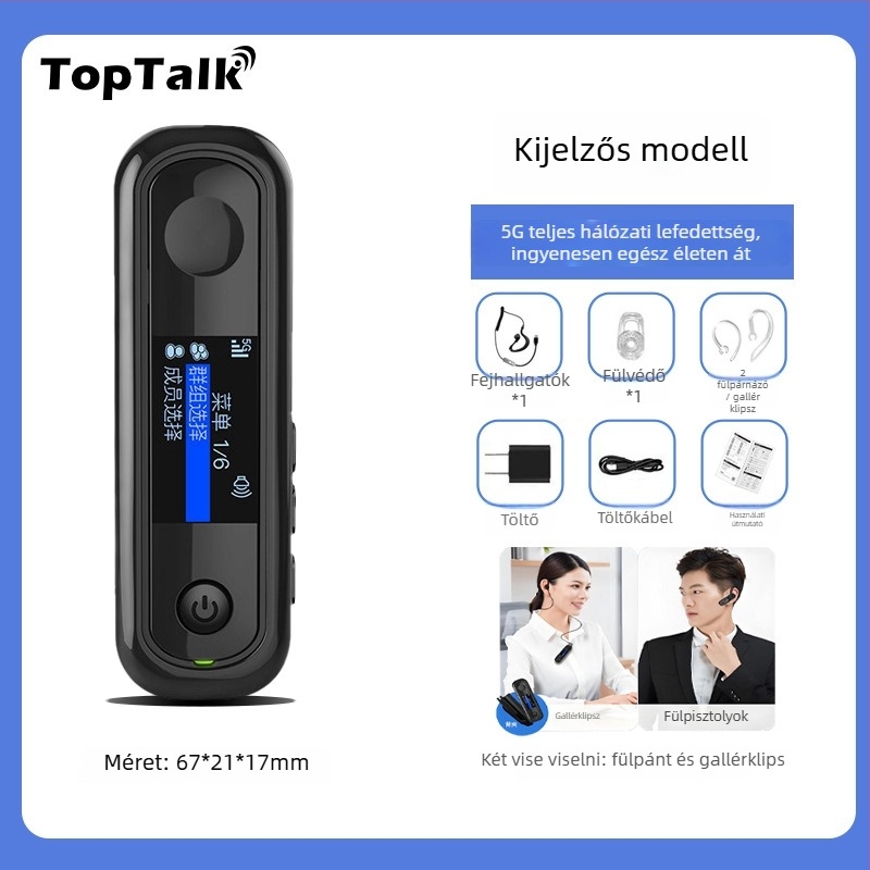 Fülcsipeszes Walkie-Talkie, 5G/4G/3G/2G, hatótáv >50 km, RF kimenet 0,5–3W, 50 csatorna, Li-ion akkumulátor 1050 mAh