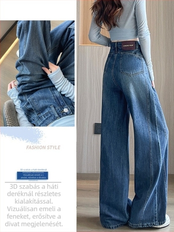 Farmernadrág - Magas derék, Széles szárú, Denim, Középm hossz, Ősz 2025