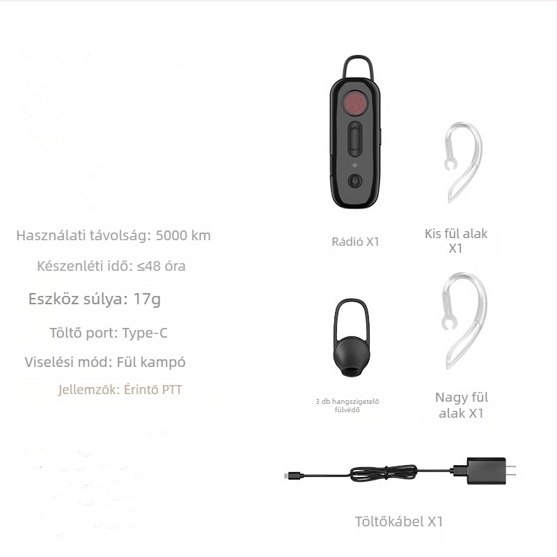 Feijie fülre akasztható Bluetooth intercom | 4G hálózat, RF kimenő teljesítmény 2W, 50 km+ hatótáv, Li-ion akkumulátor 1000