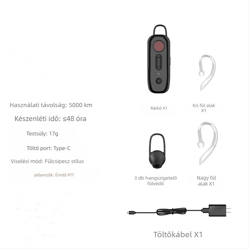 Feijie fülre akasztható Bluetooth intercom | 4G hálózat, RF kimenő teljesítmény 2W, 50 km+ hatótáv, Li-ion akkumulátor 1000