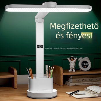 Tanulmányi asztali lámpa szemvédővel, 6-10W beépített akkumulátor, érintéses kapcsoló, intelligens vezérlés, CRI ≥95