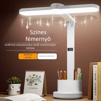 Tanulmányi asztali lámpa szemvédővel, 6-10W beépített akkumulátor, érintéses kapcsoló, intelligens vezérlés, CRI ≥95