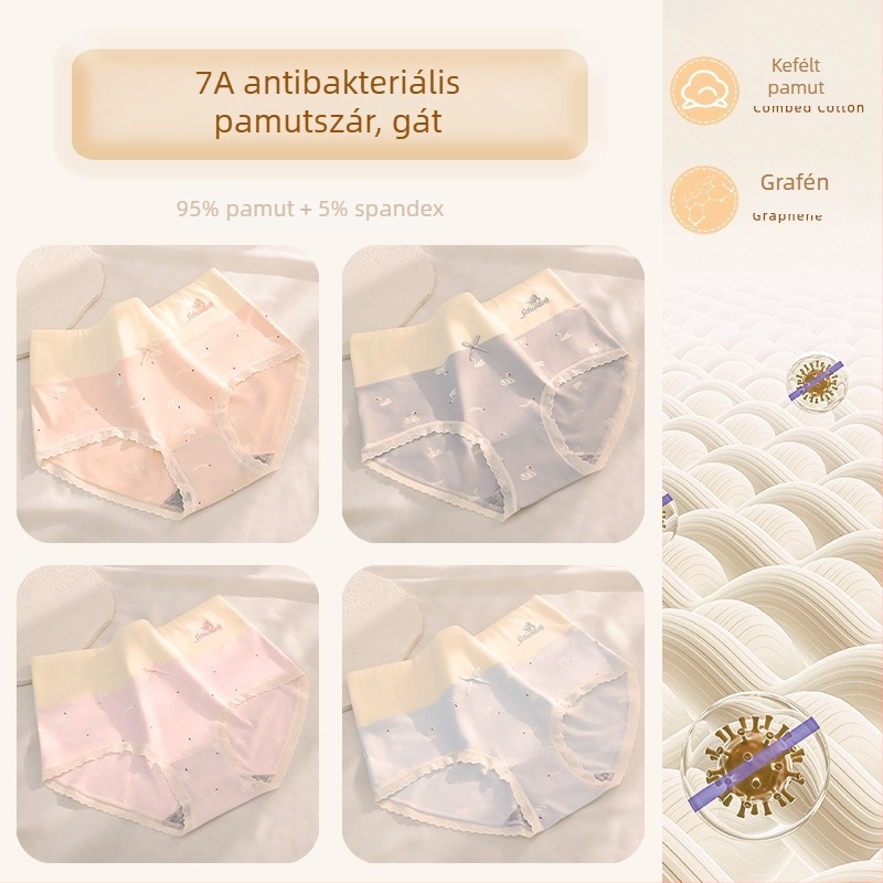 Antibakteriális felnőtt combos pamut alsónemű középmagas derekú, légáteresztő ágyéktáj, egész éves viselet