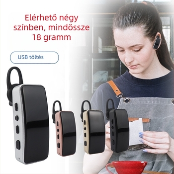 Mini fülre akasztható interkom, vezeték nélküli Bluetooth mikrohangszóró és headset, mindent egyben (16 csatorna, lítium akkumulátor, porálló)