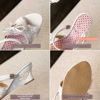 Egypántos szandál, nyitott orrú, 3–6 cm-es középtokkal, műbőr felsőrész, gumi talp