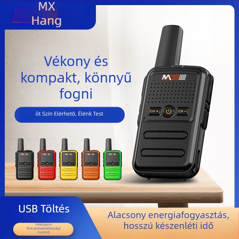 Gyermekeknek szóló színes mini Walkie-Talkie, 400-470 MHz, 5 W, 16 csatorna, 1,5–3 km hatótáv, 3600 mAh akkumulátor