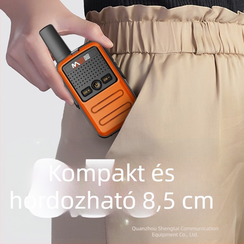 Gyermekeknek szóló színes mini Walkie-Talkie, 400-470 MHz, 5 W, 16 csatorna, 1,5–3 km hatótáv, 3600 mAh akkumulátor