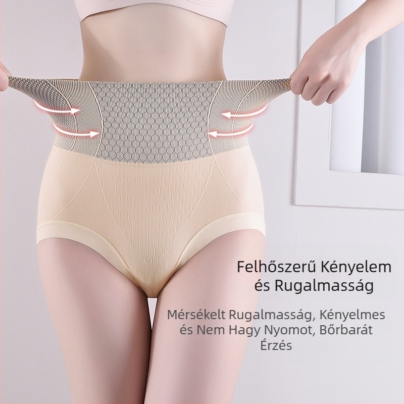 Nagy méretű női seamless magas derekú alsónemű a has formázásához, lélegző, antibakteriális, fenekeket emelő, bőrbarát