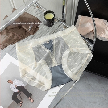 Női seamless középmagasságú alsónemű, légáteresztő nylon anyag, pamut bélés