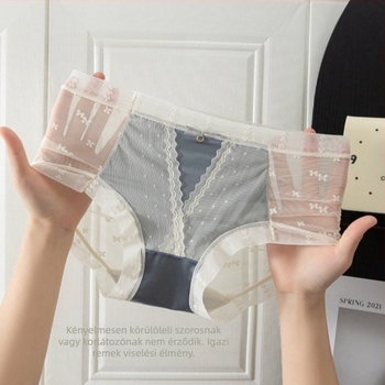 Női seamless középmagasságú alsónemű, légáteresztő nylon anyag, pamut bélés