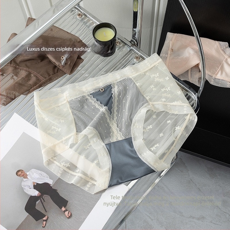 Női seamless középmagasságú alsónemű, légáteresztő nylon anyag, pamut bélés