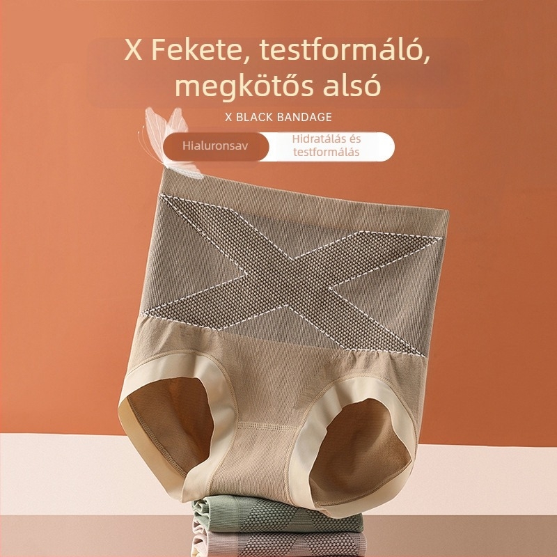 X fekete bandázs formázó női alsó, magas derék, selyem bélés, antibakteriális, has kontúrálás, testformázás, csípőemelés, varrat nélküli