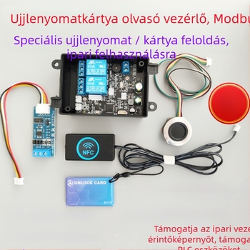 Ujjlenyomat-alapú Modbus RTU kommunikáció, RS-485 támogatás, ipari érintőképernyős PLC-vezérlő relével