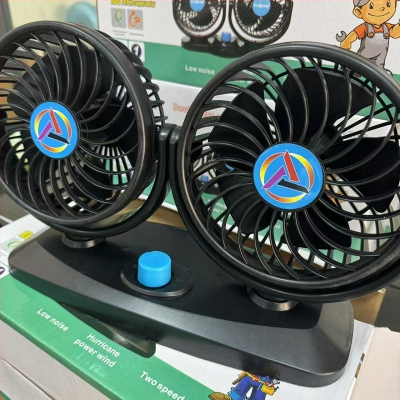 Autóba szerelhető kétfejű oszcilláló hűtőventilátor, 12V/24V, 30W, tiszta réz motor