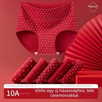 Női antibakteriális középmagas derekú pamut alsónemű, lélegző, kötött