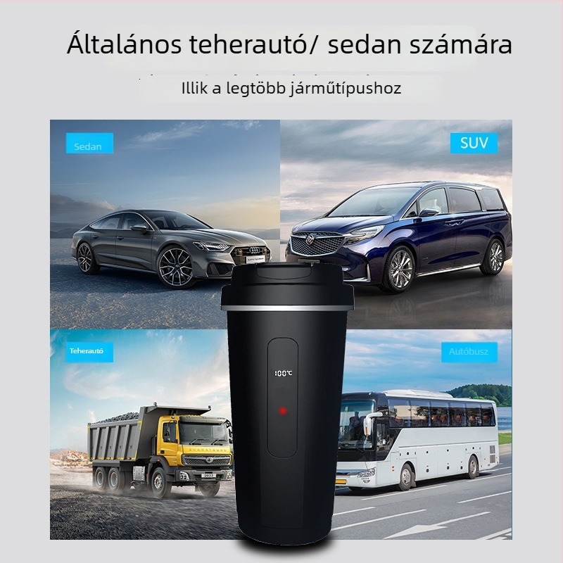 Kis autós készülék integrált intelligens fűtéssel, belső 304 rozsdamentes acél / külső 201 rozsdamentes acél, 45-100W, modell 2511A
