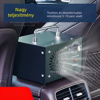 Autóba szerelt ozon-generátor fertőtlenítéshez és légáramlás tisztításához, 85W, 12V DC, 15 g/h, QKU06 modell