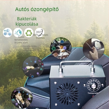 Autóba szerelt ozon-generátor fertőtlenítéshez és légáramlás tisztításához, 85W, 12V DC, 15 g/h, QKU06 modell